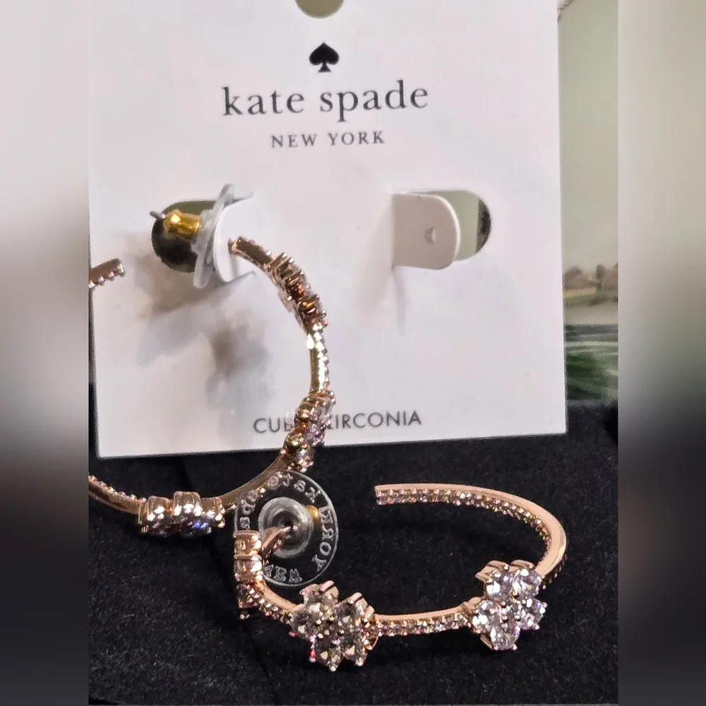 Kate Spade Rose Gold Gleaming Garden Hoop Earrings - Picture 2 of 6